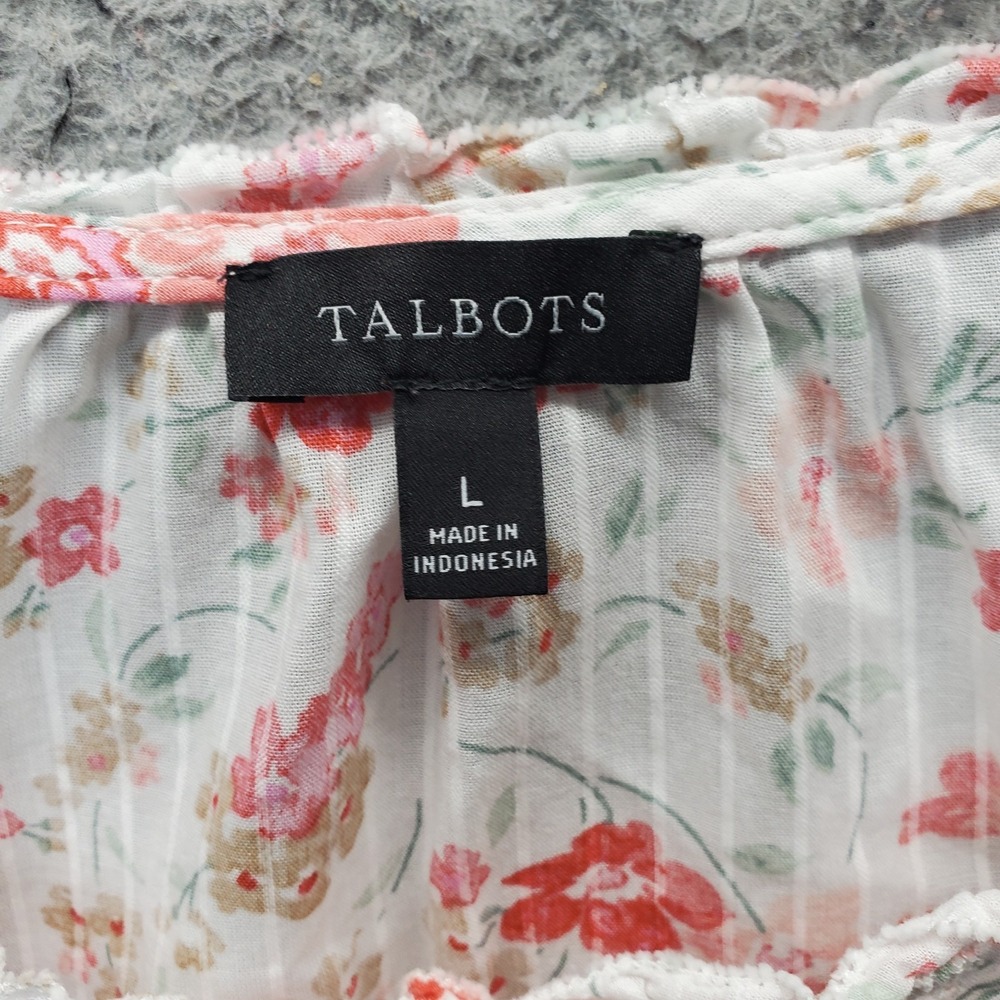 Talbots Shirt Top Womens Large Multi Swirl Ditsy Floral Long Sleeve Button Front - Picture 5 of 9